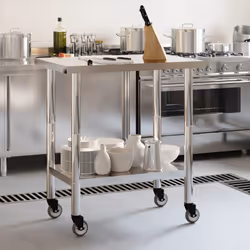 vidaXL Kitchen Work Table with Wheels Prep Catering Table Stainless Steel - 82.5 x 55 x 85 cm - Additional view 2