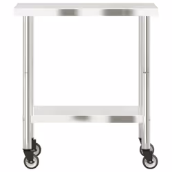 vidaXL Kitchen Work Table with Wheels Prep Catering Table Stainless Steel - 82.5 x 55 x 85 cm - Additional view 4