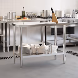 vidaXL Kitchen Work Table Food Prep Work Bench Catering Table Stainless Steel - 110 x 55 x 85 cm - Additional view 2