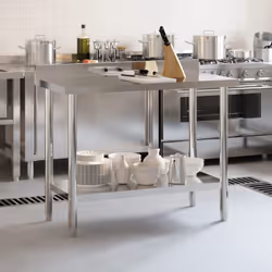 vidaXL Kitchen Work Table Food Prep Work Bench Catering Table Stainless Steel - 110 x 55 x 93 cm - Additional view 2