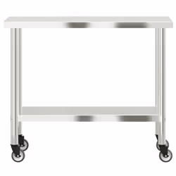 vidaXL Kitchen Work Table with Wheels Prep Catering Table Stainless Steel - Additional view 4