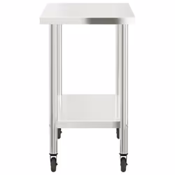 vidaXL Kitchen Work Table with Wheels Prep Catering Table Stainless Steel - Additional view 5