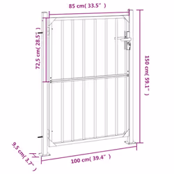 vidaXL Garden Gate Driveway Entrance Gate Outdoor Fence Gate Stainless Steel - 100 x 150 cm