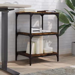 vidaXL Printer Stand 3-Tier Office Printer Table Smoked Oak Engineered Wood - Additional view 2