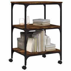 vidaXL Printer Stand 3-Tier Office Printer Table Smoked Oak Engineered Wood - Additional view 4