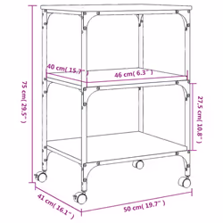 vidaXL Printer Stand 3-Tier Office Printer Table Grey Sonoma Engineered Wood