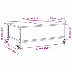 vidaXL Coffee Table withÂ Wheels Hall Side Table Grey Sonoma EngineeredÂ Wood - Additional view 3