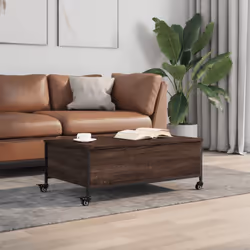 vidaXL Coffee Table withÂ Wheels Hall Side Table Brown Oak EngineeredÂ Wood - Additional view 2
