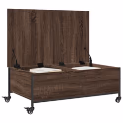 vidaXL Coffee Table withÂ Wheels Hall Side Table Brown Oak EngineeredÂ Wood - Additional view 4