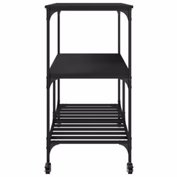 vidaXL Kitchen Trolley Rolling Cart Storage Cart Trolley Black Engineered Wood - Additional view 7