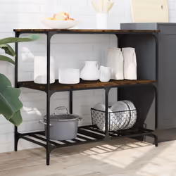 vidaXL Kitchen Trolley Rolling Cart Storage Cart Smoked Oak Engineered Wood