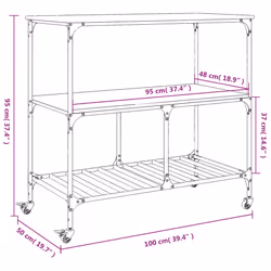 vidaXL Kitchen Trolley Rolling Cart Storage Cart Smoked Oak Engineered Wood