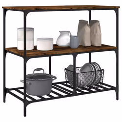 vidaXL Kitchen Trolley Rolling Cart Storage Cart Smoked Oak Engineered Wood - Additional view 5