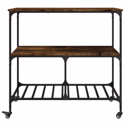 vidaXL Kitchen Trolley Rolling Cart Storage Cart Smoked Oak Engineered Wood - Additional view 6