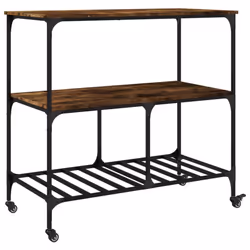 vidaXL Kitchen Trolley Rolling Cart Storage Cart Smoked Oak Engineered Wood - Additional view 8