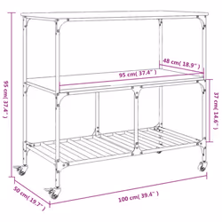 vidaXL Kitchen Trolley Rolling Cart Storage Cart Grey Sonoma Engineered Wood - Additional view 3