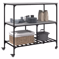 vidaXL Kitchen Trolley Rolling Cart Storage Cart Grey Sonoma Engineered Wood - Additional view 5