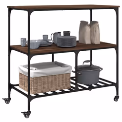 vidaXL Kitchen Trolley Rolling Cart Storage Cart Brown Oak Engineered Wood - Additional view 5