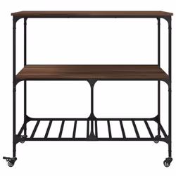 vidaXL Kitchen Trolley Rolling Cart Storage Cart Brown Oak Engineered Wood - Additional view 6