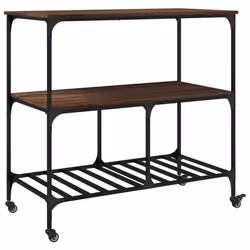 vidaXL Kitchen Trolley Rolling Cart Storage Cart Brown Oak Engineered Wood - Additional view 8