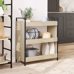 vidaXL Kitchen Trolley Rolling Cart Storage Cart Sonoma Oak Engineered Wood - Additional view 2