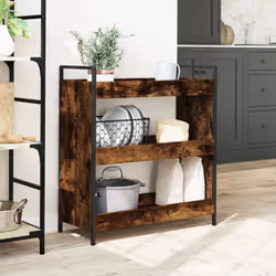 vidaXL Kitchen Trolley Rolling Cart Storage Cart Smoked Oak Engineered Wood