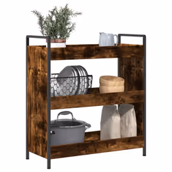vidaXL Kitchen Trolley Rolling Cart Storage Cart Smoked Oak Engineered Wood - Additional view 4