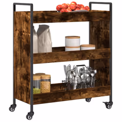 vidaXL Kitchen Trolley Rolling Cart Storage Cart Smoked Oak Engineered Wood - Additional view 5