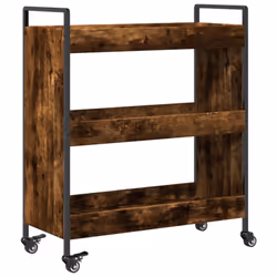 vidaXL Kitchen Trolley Rolling Cart Storage Cart Smoked Oak Engineered Wood - Additional view 8