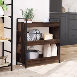 vidaXL Kitchen Trolley Rolling Cart Storage Cart Brown Oak Engineered Wood
