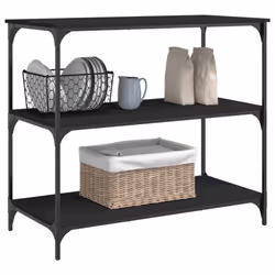 vidaXL Kitchen Trolley Rolling Cart Storage Cart Trolley Black Engineered Wood - Additional view 4