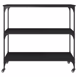 vidaXL Kitchen Trolley Rolling Cart Storage Cart Trolley Black Engineered Wood - Additional view 6