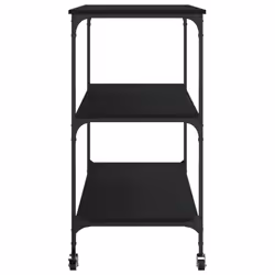 vidaXL Kitchen Trolley Rolling Cart Storage Cart Trolley Black Engineered Wood - Additional view 7