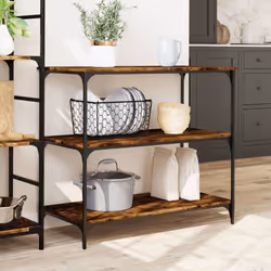 vidaXL Kitchen Trolley Rolling Cart Storage Cart Smoked Oak Engineered Wood - Additional view 2