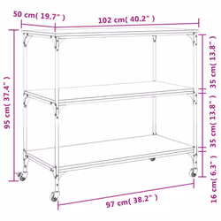 vidaXL Kitchen Trolley Rolling Cart Storage Cart Smoked Oak Engineered Wood - Additional view 3