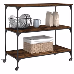 vidaXL Kitchen Trolley Rolling Cart Storage Cart Smoked Oak Engineered Wood - Additional view 5