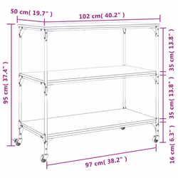 vidaXL Kitchen Trolley Rolling Cart Storage Cart Grey Sonoma Engineered Wood - Additional view 3