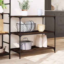 vidaXL Kitchen Trolley Rolling Cart Storage Cart Brown Oak Engineered Wood