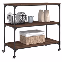 vidaXL Kitchen Trolley Rolling Cart Storage Cart Brown Oak Engineered Wood - Additional view 5