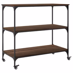 vidaXL Kitchen Trolley Rolling Cart Storage Cart Brown Oak Engineered Wood - Additional view 8