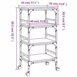 vidaXL Kitchen Trolley Rolling Cart Storage Cart Trolley Black Engineered Wood