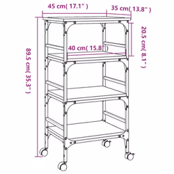 vidaXL Kitchen Trolley Rolling Cart Storage Cart Smoked Oak Engineered Wood