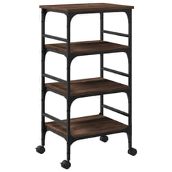 vidaXL Kitchen Trolley Rolling Cart Storage Cart Brown Oak Engineered Wood
