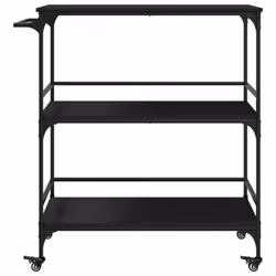 vidaXL Kitchen Trolley Rolling Cart Storage Cart Trolley Black Engineered Wood - Additional view 6