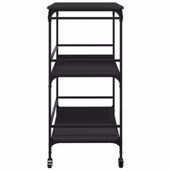 vidaXL Kitchen Trolley Rolling Cart Storage Cart Trolley Black Engineered Wood - Additional view 7