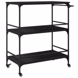 vidaXL Kitchen Trolley Rolling Cart Storage Cart Trolley Black Engineered Wood - Additional view 8