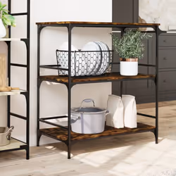 vidaXL Kitchen Trolley Rolling Cart Storage Cart Smoked Oak Engineered Wood - Additional view 2