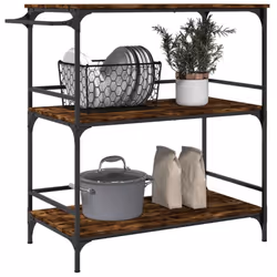 vidaXL Kitchen Trolley Rolling Cart Storage Cart Smoked Oak Engineered Wood - Additional view 5