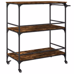 vidaXL Kitchen Trolley Rolling Cart Storage Cart Smoked Oak Engineered Wood - Additional view 8