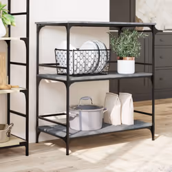 vidaXL Kitchen Trolley Rolling Cart Storage Cart Grey Sonoma Engineered Wood